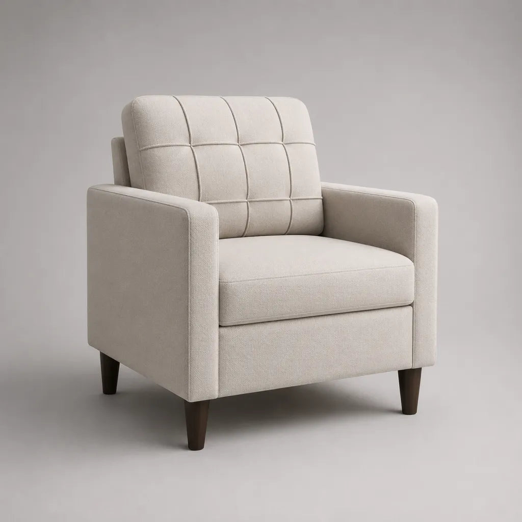 Polstersessel mit Armlehnen und gerader Rückenlehne, Polyester-Chenille, Creme, 82 × 78 × 88 cm